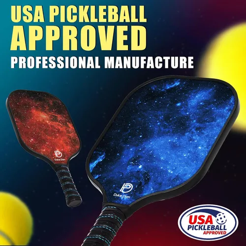 Miniatura 2 de Dulce DOM Juego de 2/4 palas de pickleball aprobadas por USAPA, 4 bolas de pickleball para interiores y exteriores, raqueta de superficie de fibra