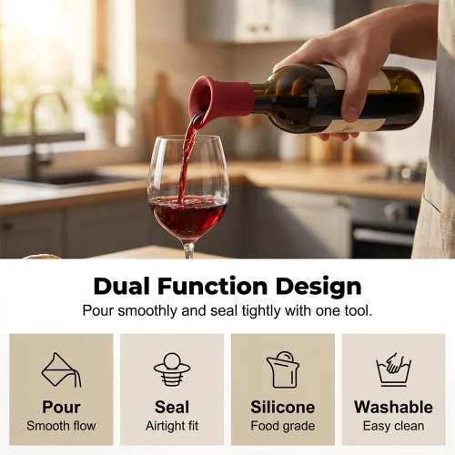 Miniatura 2 de Tapón de vino de silicona para botellas de vino, nuevo sellador de botellas de vidrio reutilizable 2026, tapones de vino y corcho para mantener