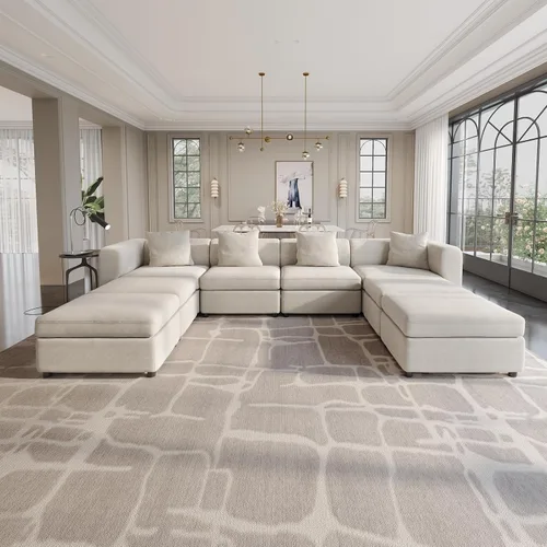 Miniatura 12 de Guyii Sofá Seccional de Terciopelo, Sofá Loveseat Moderno de Gran Tamaño con 2 Almohadas, Sofá Convertible de 81.88 pulgadas de Largo con Cojines