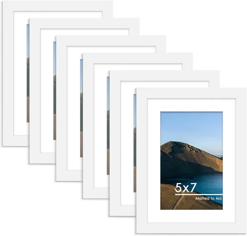 Miniatura 62 de PEALSN - Juego de 6 portarretratos de 5 x 7 pulgadas para fotos de 4 x 6 pulgadas con paspartú/5 x 7 pulgadas sin paspartú, para montaje en Negro