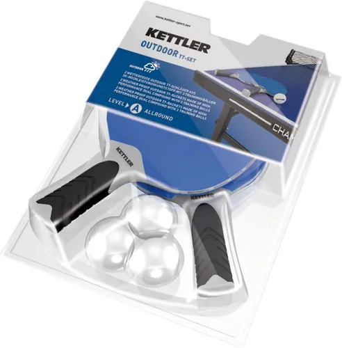 Kettler HALO 5.0 - Juego de tenis de mesa para interiores y exteriores, juego de 2 jugadores (2 raquetas/paletas y 3 pelotas)