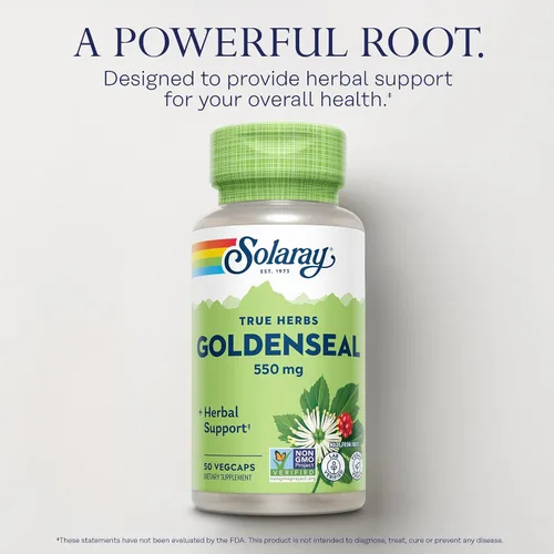 Miniatura 3 de SOLARAY Goldenseal - Cápsulas de raíz de 550 mg, suplementos herbales Golden Seal para apoyo al bienestar, veganas, sin gluten, para adultos, 50