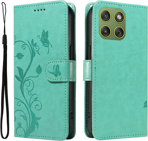 Miniatura 20 de Funda para Motorola Moto E22/E22i, piel sintética, con tarjetero y correa para la muñeca, a prueba de golpes, funda magnética para Motorola Moto Rojo