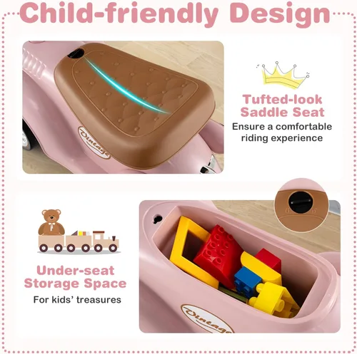 Miniatura 3 de Costzon Coche de Paseo con Empuje para Niños Pequeños, Coche Clásico para Niños con Piso Deslizante de Pie a Piso con Volante, Claxon