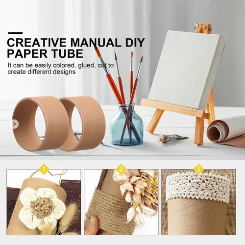 Miniatura 3 de Tubo de cartón marrón, 20 unidades, tubos de papel kraft para manualidades, rollos de cartón de extremo abierto, suministros de pintura para niños