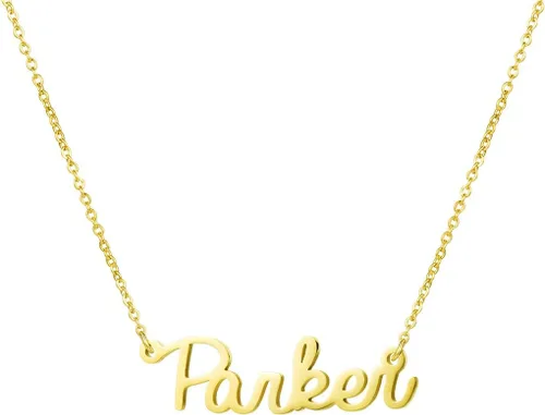 Awegift Collar personalizado con nombre chapado en oro de 18 quilates, regalo para dama de honor o nueva mamá, joyería para mujer