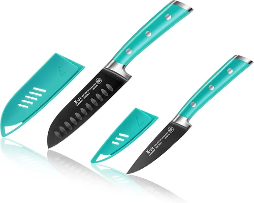 Miniatura 10 de Cangshan S+ Series 1022124 Juego de cuchillos de iniciación Santoku de acero alemán forjado de 2 piezas con revestimiento de titanio, con fundas