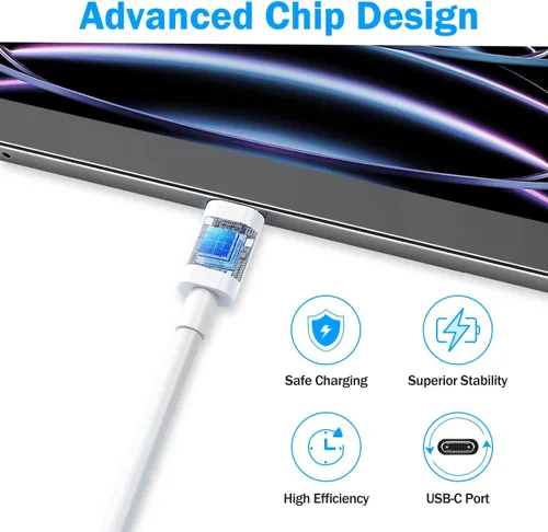 Miniatura 5 de Paquete de 2 cables tipo C a tipo C de 10 pies, USB C a USB C, cable USB C de 60 W, cable de carga rápida compatible con Apple iPhone 15/15 Pro/15