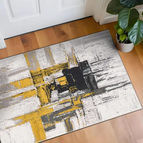Miniatura 48 de Rugshop Alfombra Corredor Abstracta Contemporánea Negra — No Desprende Pelusa para Pasillo, Entrada y Cocina 2' x 7