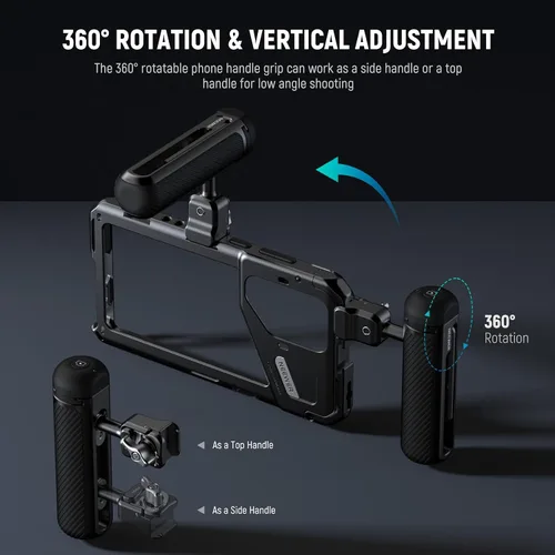 Miniatura 6 de NEEWER PA042 S24 Ultra Phone Cage Video Rig Estabilizador con PA045S Manija Lateral de Liberación Rápida, PA045E Manija de Obturador Bluetooth