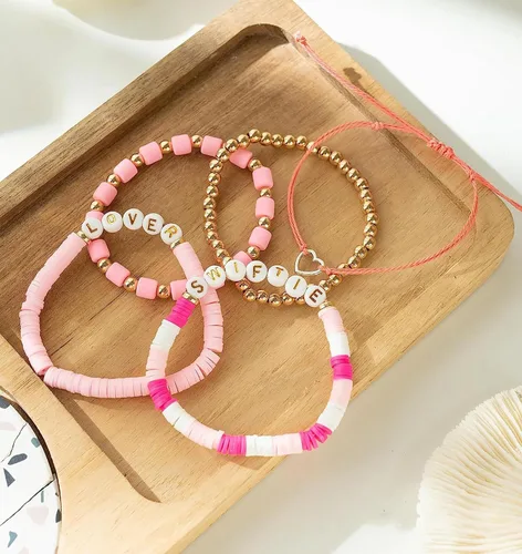 Miniatura 6 de DEXKWEN Taylor Lover Swifitie Superstar Fearless - Pulsera para borrar música, verano, playa, bohemio, juego de pulseras multicolor para mujeres