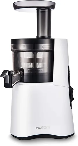 Hurom H-AA - Exprimidor lento, color blanco, alto rendimiento, motor silencioso de 150 W, sin BPA, cámara de 16.9 onzas, apriete lento, montaje