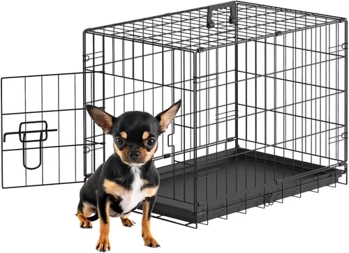 Miniatura 14 de FDW Jaula para perros con doble puerta, jaula plegable de alambre de metal de 36 pulgadas con bandeja extraíble y panel divisor, jaula para mascotas