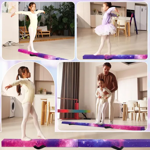 Miniatura 6 de Viga de equilibrio plegable de 6 pies/9 pies para niños de 3 a 15 años - Viga de suelo de gimnasia plegable, antideslizante, bolsa de transporte
