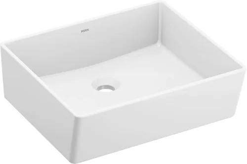 Moen BGCW10RV1618 - Fregadero de porcelana vítrea blanca para baño, fregadero rectangular de 18 x 15.75 x 6 pulgadas con un cuenco de cerámica de