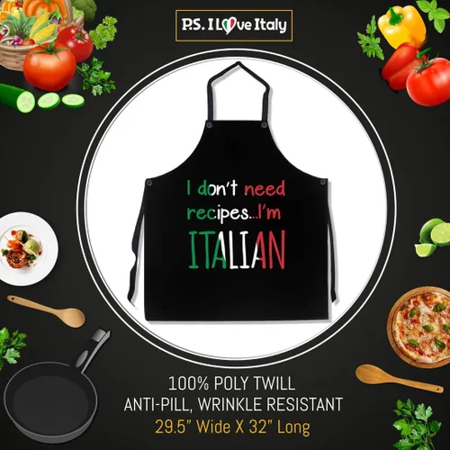 Miniatura 2 de P.S. I Love Italy I Don't Need Recipes I'm Italian Delantal - Delantal con peto con temática italiana para hombres y mujeres