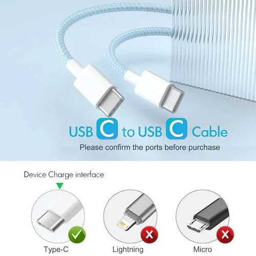 Miniatura 4 de Cable de carga USB C, paquete de 3 cables de carga rápida tipo C trenzado PD de 5 pies y 60 W para iPhone 15/15 Plus/15 Pro/15 Pro