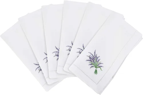 Miniatura 72 de Juego de 6 servilletas bordadas de magnolia hechas a mano con borde cosido