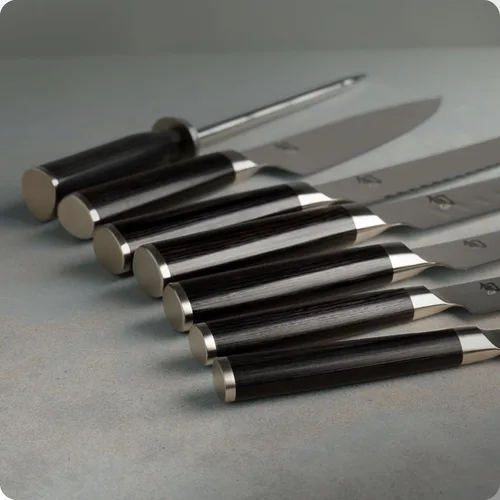 Miniatura 4 de Shun Juego clásico de 8 piezas para estudiantes, incluye chef de 8 pulgadas, pelado de 3.5 pulgadas, cuchillos utilitarios de 6 pulgadas y más