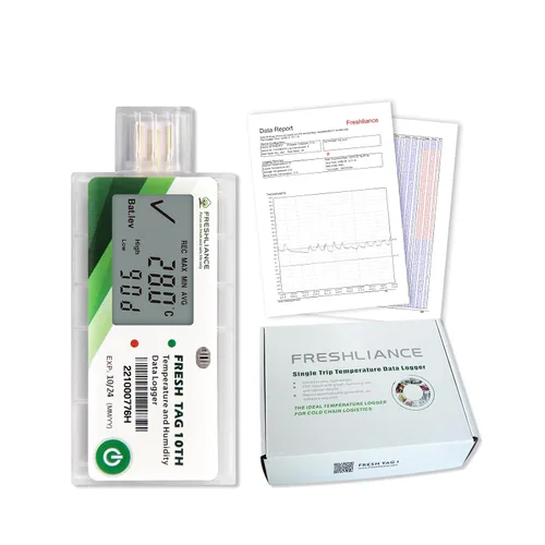 Miniatura 7 de Freshliance Registrador de datos de humedad de temperatura LCD, grabadora USB de humedad de temperatura de un solo uso con informe PDF o CSV, 65000