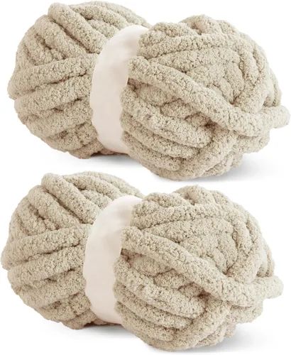 Miniatura 71 de HOMBYS Hilo de Chenille Grueso Carbón para Crochet, Hilo Grueso Espeso y Esponjoso para Tejer, Hilo Súper Grueso para Tejer Mantas a Mano, Hilo