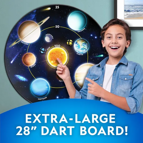 Miniatura 4 de National Geographic - Tabla de dardos para niños, juego de dardos con diana reversible ligera de 28 pulgadas y bolas adhesivas en 4