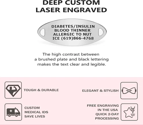 Miniatura 2 de Divoti Lip Link Medical Alert Bracelet with Free Engraving and Vertical Filigree Tag Style and