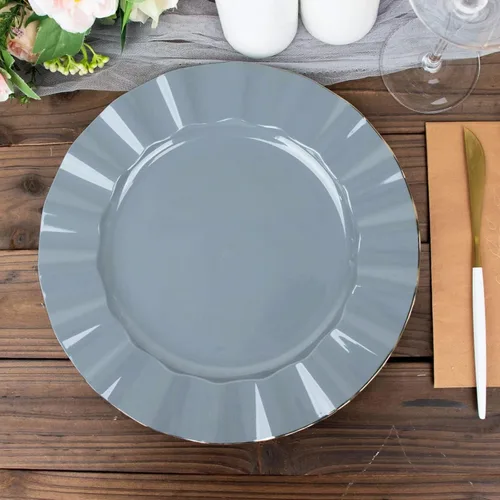Miniatura 12 de Efavormart - Platos de cena de 11 pulgadas – Juego de 10 platos desechables redondos de plástico negro con borde dorado rizado – Vajilla elegante