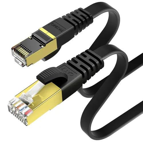 Miniatura 12 de KASIMO Cable Ethernet plano Cat 8 de 50 pies, cable de red LAN de Internet plano de alta velocidad Cat8 de 40 Gbps 2000 MHz SSTP con conector RJ45