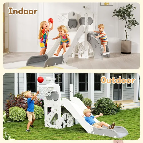 Miniatura 8 de Tobogán 8 en 1, tobogán interior para niños pequeños de 1 a 3 años y juego para interiores y exteriores, con almacenamiento, escalador, telescopio