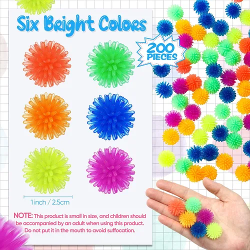 Miniatura 2 de 200 bolas de seto puntiagudas, multicolor, pequeña, minibola de puercoespín, alivio del estrés, suave, sensorial, relajante, juguetes