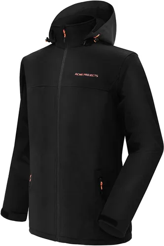 Miniatura 11 de Acmelogy Chaqueta Softshell con forro polar para hombre con capucha desmontable, impermeable, transpirable, 314.961 in5000gm, cremallera YKK