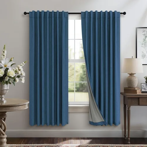 Miniatura 49 de Pitalk Cortinas cortas 100% opacas de lino para cafetería, 40 pulgadas de largo, 2 paneles, cortinas de puerta francesa para ventana, cortina