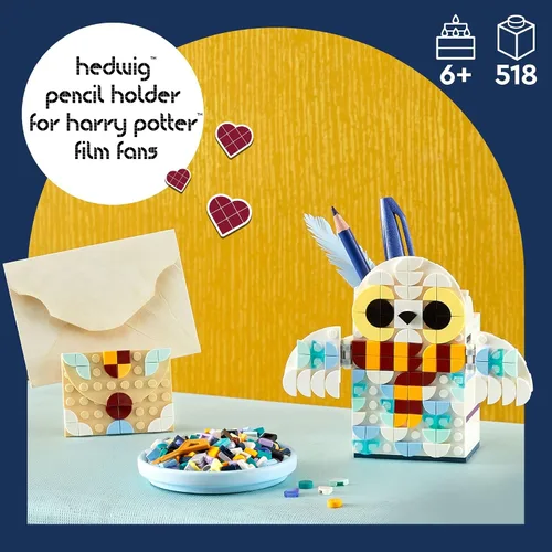 Miniatura 2 de LEGO DOTS Harry Potter Hedwig Portalápices 41809, juego de manualidades para niños a partir de 6 años con soporte para lápices Hedwig The Owl