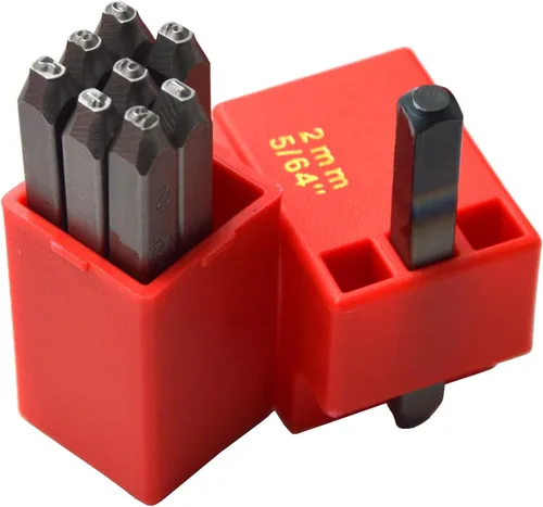 Miniatura 20 de Juego de 27 sellos de acero resistente con letras mayúsculas de 3/64" 1mm, kit de punzones de alfabeto para estampado a mano de caracteres, código