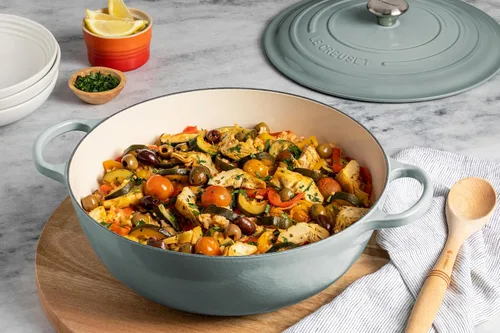 Miniatura 5 de Le Creuset Signature - Horno de chef de hierro fundido, 7.5 cuartos de galón, Oyster Ostra