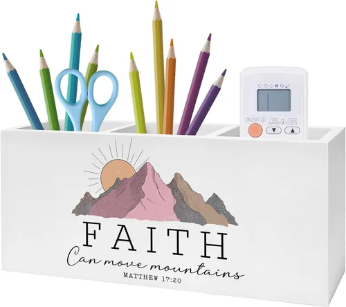 Miniatura 12 de Soporte Inspirador Floral para Bolígrafos y Lápices con Versículos Bíblicos, Decoración Cristiana para Oficina en Casa, Organizador de Bolígrafos