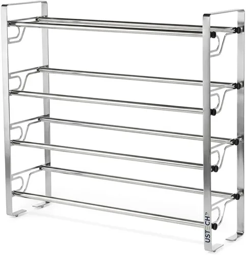 Miniatura 9 de USTECH Zapatero de 4 niveles patentado ajustable y expandible Estante de metal portátil para armario de entrada Estante de metal para zapatos
