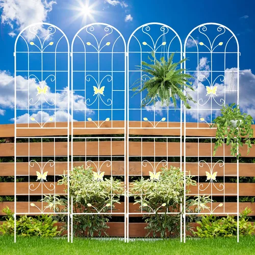 Miniatura 25 de Paquete de 4 enrejados de jardín de metal de 71" de altura, cerca de jardín, enrejado a prueba de óxido para plantas trepadoras, soporte de rosas
