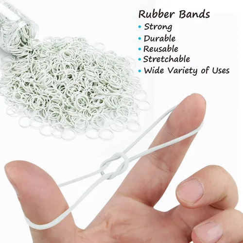 Miniatura 3 de HOYOLS Bandas de goma de pelo blanco de 3/4 pulgadas para ligas para el cabello, pequeñas bandas elásticas para coleta de caballo para mujeres