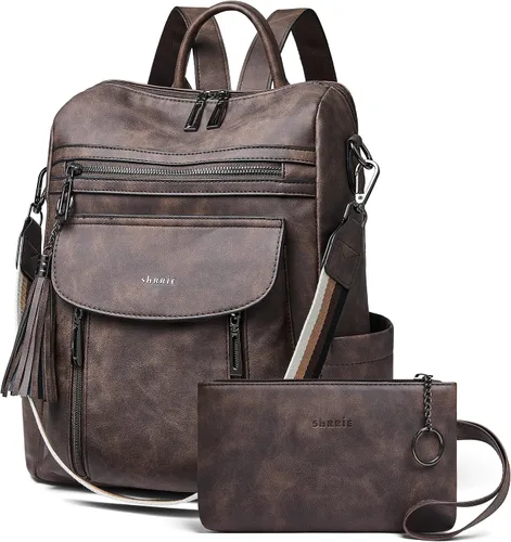 Miniatura 15 de Shrrie - Mochila de cuero para mujer, bolso de moda, mochila de cuero para mujer, mochila de viaje de diseñador, bolso de hombro convertible