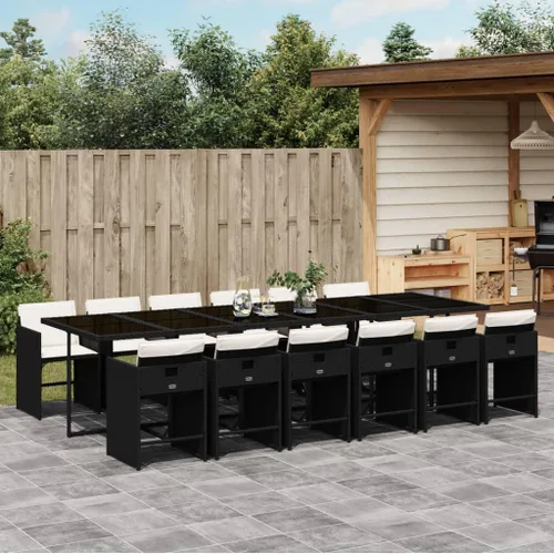 Miniatura 33 de 9 Piece Patio Dining Set Outdoor Furniture PE Rattan & Acacia Wood Black Rectangular Modern Design for Garden, Terrace, and Balcony