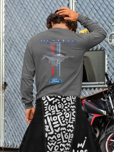 Miniatura 4 de Ford Mustang Pony Racing Stripe 5.0 Muscle Shelby - Camiseta de manga larga con estampado frontal y espalda