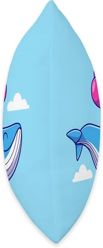 Miniatura 2 de Whale Floating with Balloon Ocean Cute Blue Whales Cartoon Throw Pillow