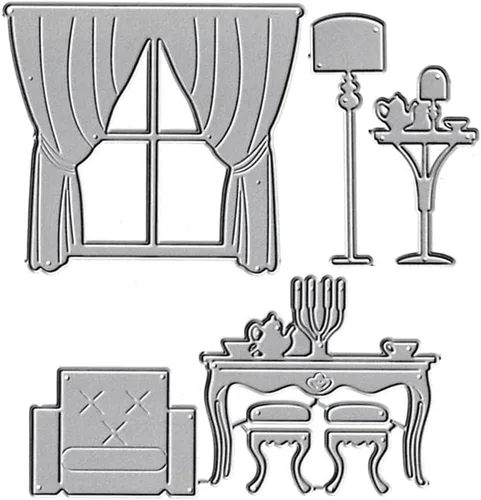 Miniatura 6 de 2 piezas de metal para ventanas de pájaros, troqueladas, hojas de flores, puertas, troqueles de corte, plantillas para manualidades, plantillas