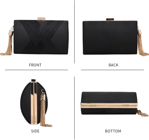 Miniatura 6 de Bolso de mano para mujer, bolso de mano de noche con borla, bolso cruzado y bolso de hombro para fiesta de noche de boda