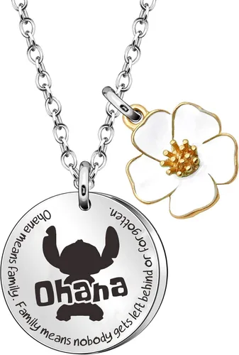 Maxforever - Collar familiar Ohana Means - Family Means Nobody Gets Left Behind or Forgotten, bonito collar de puntada, regalo para hija, hijo,