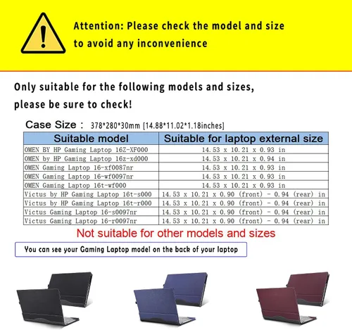 Miniatura 2 de Funda para laptop HP OMEN Gaming de 16.1 pulgadas, 16z-xd/xf 16-xf/wf 16t-wf y Victus 16-s/r 16t-s/r 16-d, funda protectora de piel sintética