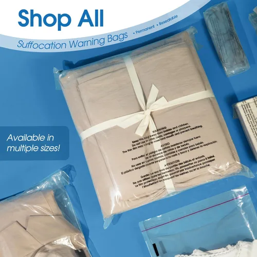 Miniatura 7 de Spartan Industrial - Bolsas de polietileno transparente autosellantes de 12 x 18 pulgadas (200 unidades) con advertencia de asfixia para embalaje