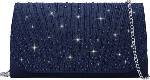 Miniatura 9 de Bolso de noche para mujer, clutch con diamantes de imitación tipo sobre, cartera de mano para fiestas, bodas y graduaciones